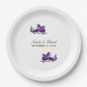 Assiettes En Carton Plaques en papier Mariage violet Dragon (Devant)