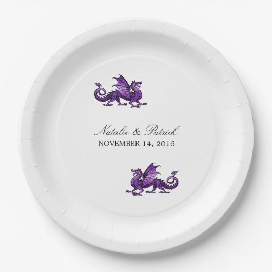 Assiettes En Carton Plaques en papier Mariage violet Dragon (Devant)