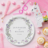 Assiettes En Carton Plaques en papier mariage violet lavande fleurie (Fête)