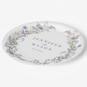 Assiettes En Carton Plaques en papier mariage violet lavande fleurie (Angle)