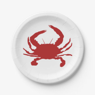 Assiettes En Carton Plaques en papier marine de la plage de crabe roug