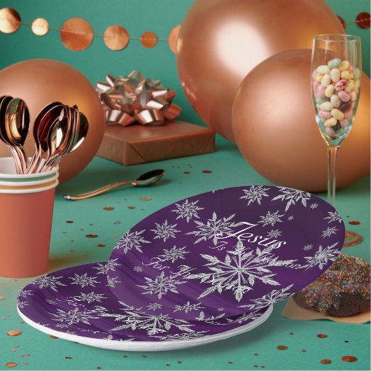 Assiettes En Carton Plaques en papier mauve chrétienne Festive (Multi)