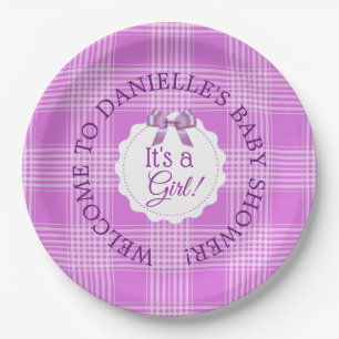 Assiettes En Carton Plaques en papier mauve de Baby shower personnalis