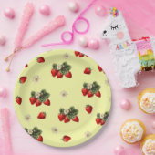 Assiettes En Carton Plaques en papier mignon fraise et jaune (Fête)