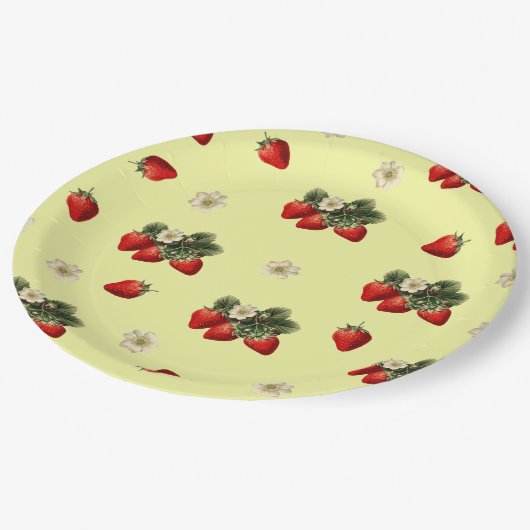 Assiettes En Carton Plaques en papier mignon fraise et jaune (Angle)