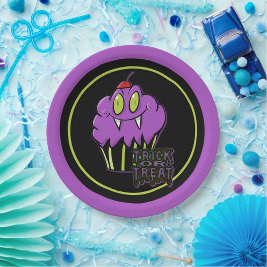 Assiettes En Carton Plaques en papier mignonne Halloween violet Vampir (Fête)