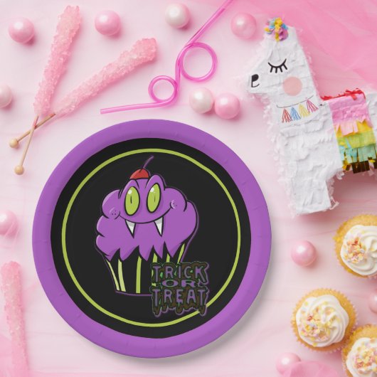 Assiettes En Carton Plaques en papier mignonne Halloween violet Vampir (Fête)