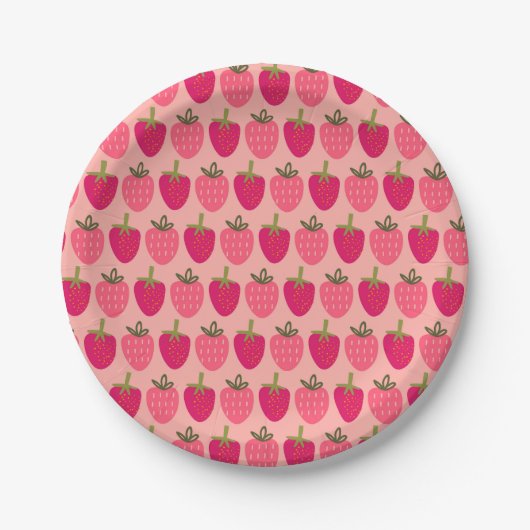 Assiettes En Carton Plaques en papier mignonne rose fraise (Devant)