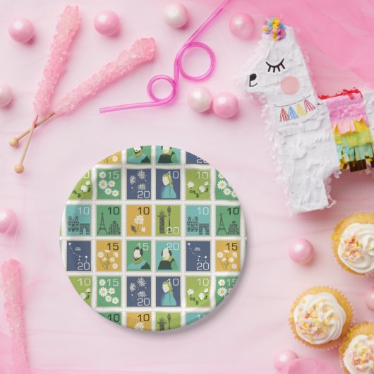 Assiettes En Carton Plaques en papier mignonnes timbres en pot (Fête)