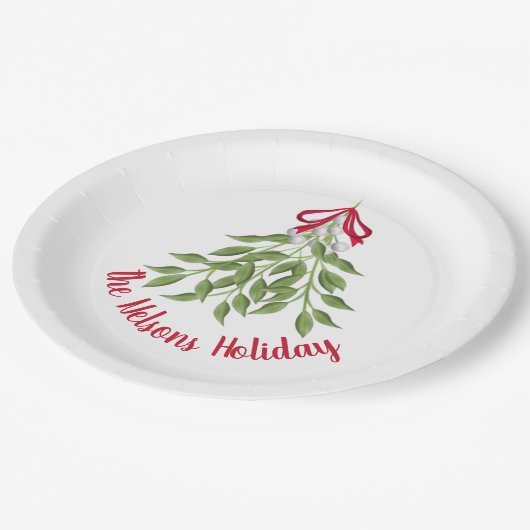 Assiettes En Carton Plaques en papier Mistletoe Holiday (Angle)