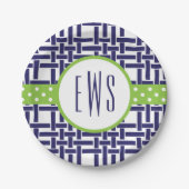 Assiettes En Carton Plaques en papier monogramme Bambou et Grosgrain (Devant)