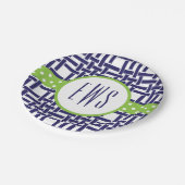 Assiettes En Carton Plaques en papier monogramme Bambou et Grosgrain (Angle)