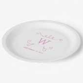 Assiettes En Carton Plaques en papier monogramme rose (Angle)