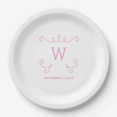 Assiettes En Carton Plaques en papier monogramme rose (Devant)