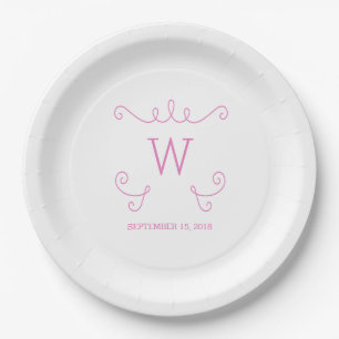Assiettes En Carton Plaques en papier monogramme rose