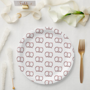 Assiettes En Carton Plaques en papier Motif à torsion de Pretzel salé