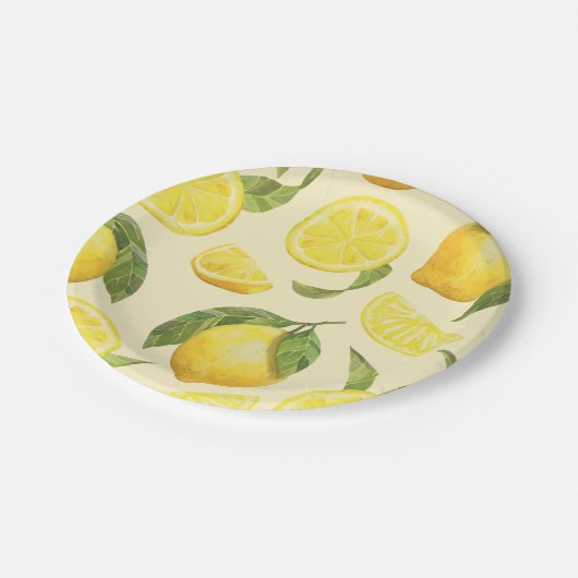 Assiettes En Carton Plaques en papier Motif citron mignonne (Angle)