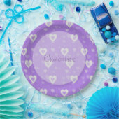 Assiettes En Carton Plaques en papier Motif de couleur violet et blanc (Fête)