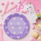 Assiettes En Carton Plaques en papier Motif de couleur violet et blanc (Fête)