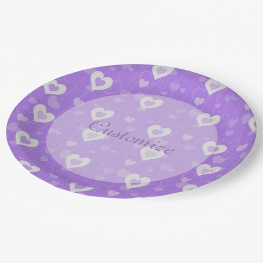 Assiettes En Carton Plaques en papier Motif de couleur violet et blanc (Angle)