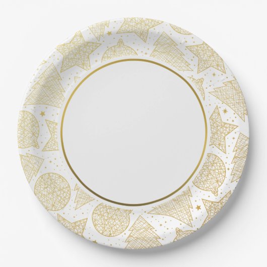 Assiettes En Carton Plaques en papier Motif Gold Christmas (Devant)