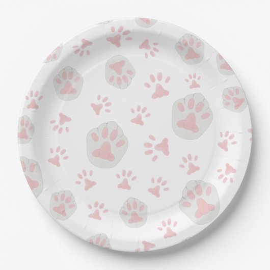 Assiettes En Carton Plaques en papier Motif paille rose et gris (Devant)