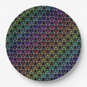 Assiettes En Carton Plaques en papier Motif Rainbow Hearts (Devant)