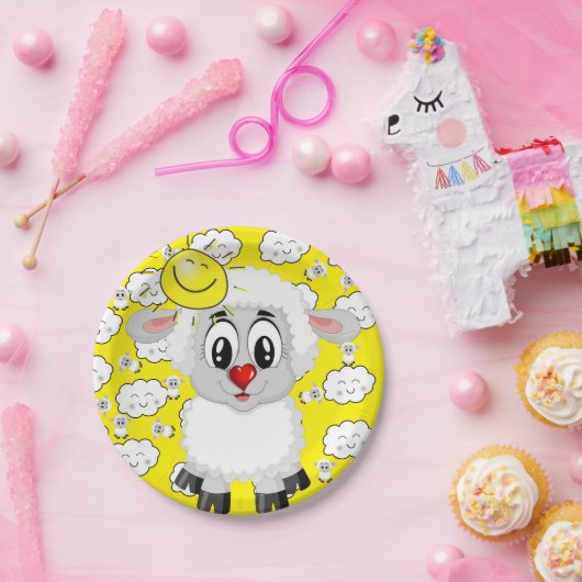 Assiettes En Carton Plaques en papier, Mouton Aimer Nuages Solaires Ja (Fête)