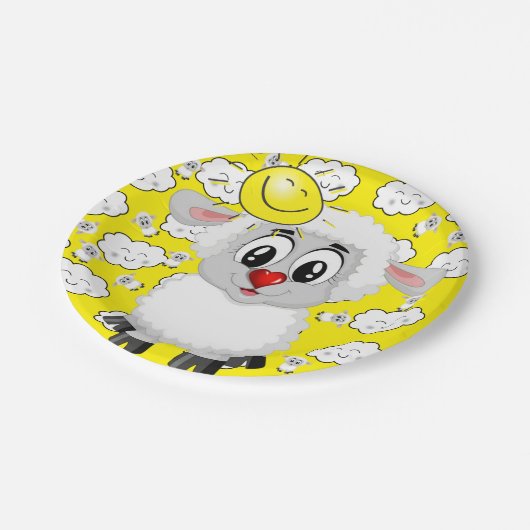 Assiettes En Carton Plaques en papier, Mouton Aimer Nuages Solaires Ja (Angle)