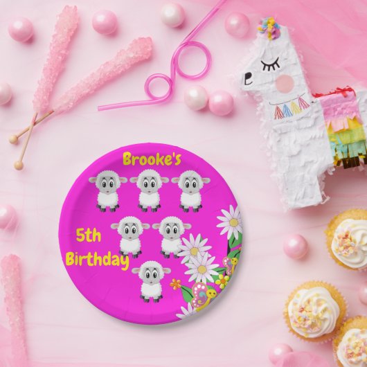 Assiettes En Carton Plaques en papier, Mouton Floral 5e anniversaire (Fête)