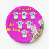 Assiettes En Carton Plaques en papier, Mouton Floral 5e anniversaire (Devant)