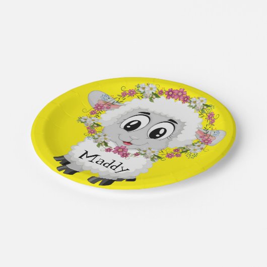 Assiettes En Carton Plaques en papier, mouton Floral Jaune (Angle)