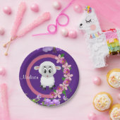 Assiettes En Carton Plaques en papier, Mouton Floral Violet (Fête)