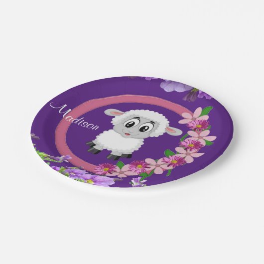 Assiettes En Carton Plaques en papier, Mouton Floral Violet (Angle)