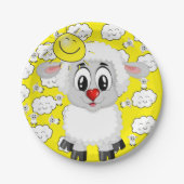 Assiettes En Carton Plaques en papier, Moutons nuages soleil Jaune (Devant)