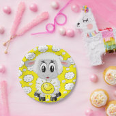 Assiettes En Carton Plaques en papier, Moutons nuages soleil Jaune (Fête)