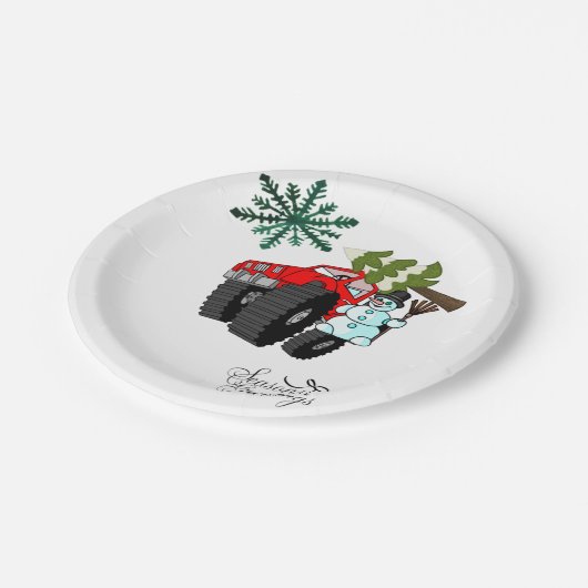 Assiettes En Carton Plaques en papier, Noël Snowman Joyeuses Fêtes (Angle)