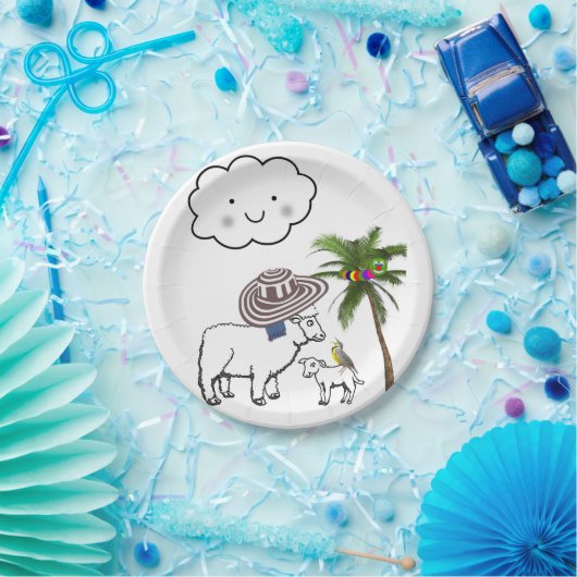 Assiettes En Carton Plaques en papier, Nuage de mouton Sombrero Palm T (Fête)