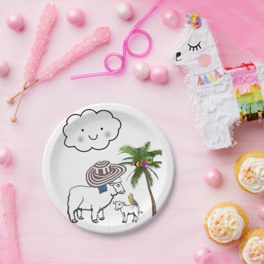Assiettes En Carton Plaques en papier, Nuage de mouton Sombrero Palm T (Fête)