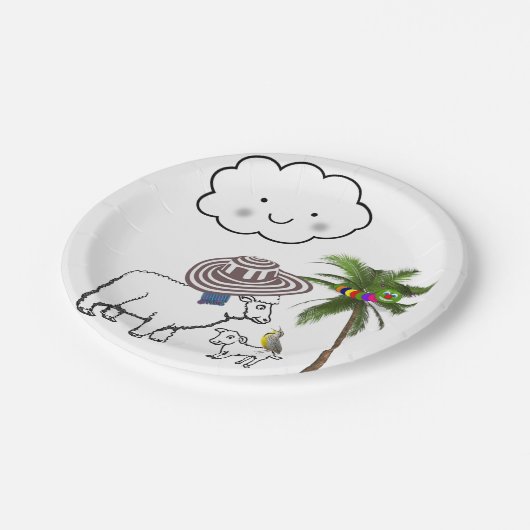 Assiettes En Carton Plaques en papier, Nuage de mouton Sombrero Palm T (Angle)