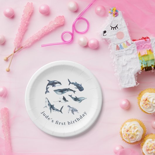 Assiettes En Carton Plaques en papier Ocean Animaux (Fête)