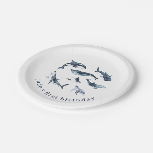 Assiettes En Carton Plaques en papier Ocean Animaux (Angle)