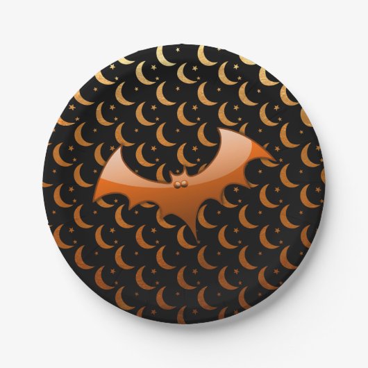 Assiettes En Carton Plaques en papier Orange Bat Quarter Moons (Devant)