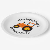 Assiettes En Carton Plaques en papier oranges tracteur (Angle)