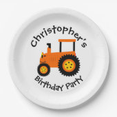Assiettes En Carton Plaques en papier oranges tracteur (Devant)