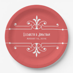 Assiettes En Carton Plaques en papier ornemental fantaisie rouge
