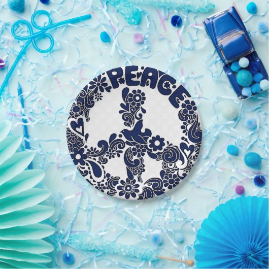 Assiettes En Carton plaques en papier-panneau bleu et blanc (Fête)