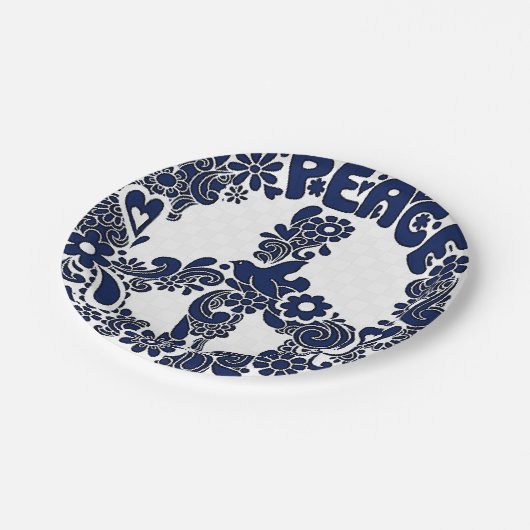 Assiettes En Carton plaques en papier-panneau bleu et blanc (Angle)