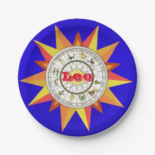 Assiettes En Carton Plaques en papier, panneau étoile Zodiac Leo (Devant)