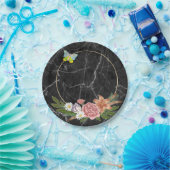 Assiettes En Carton Plaques en papier, Papillon en marbre noirFleurs f (Fête)